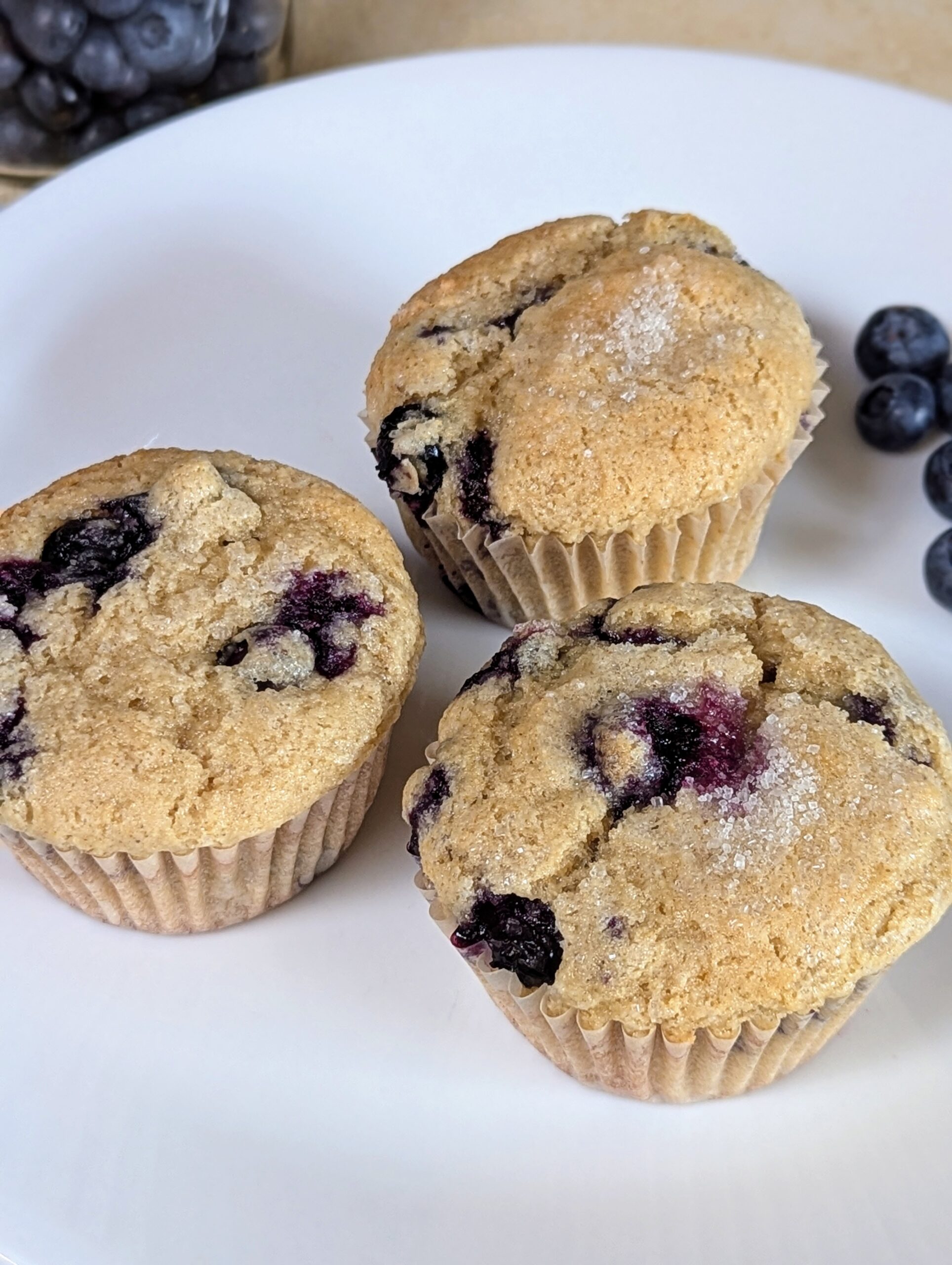 whole grain gluten free blueberry muffins